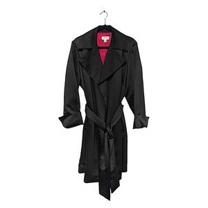 Talbots Woman Petites Black W/ Red Inlay Trench (2X)